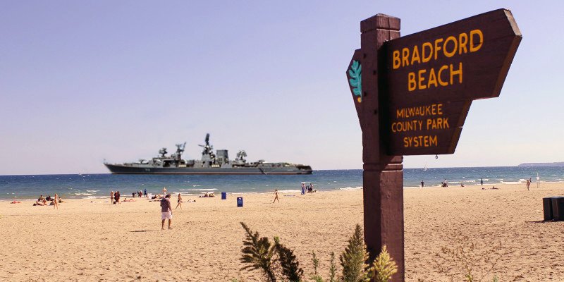 Marquette Sailing spots Russian spy ship off the coast of Bradford Beach ow.ly/tBPE30bw0V8