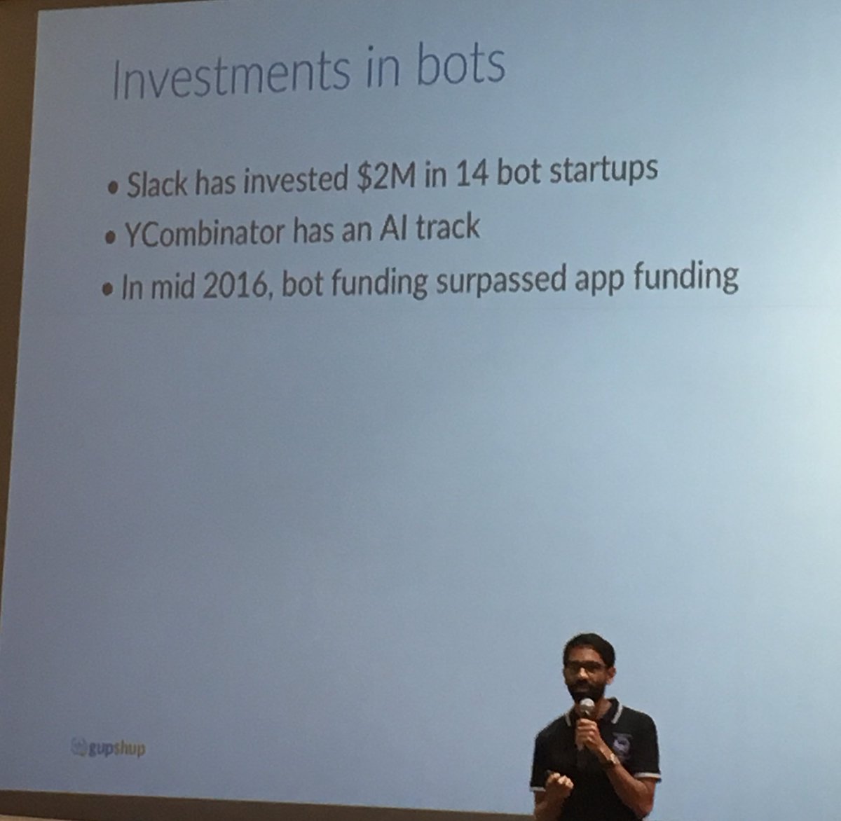 Sohan from <a href="/gupshup/">Gupshup.ai</a> on stage "Chatbot are taking over the World"