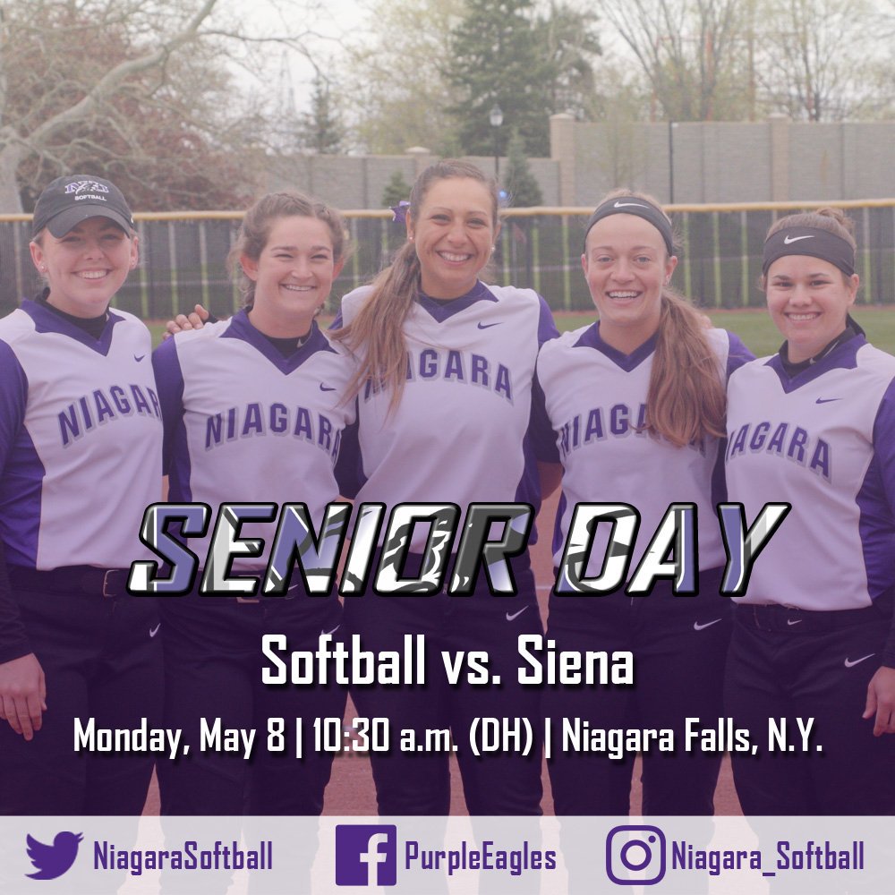 It's Senior Day in the season finale for @NiagaraSoftball! First pitch is now set for 10:30 a.m. over at Niagara Falls HS. #BelieveNU