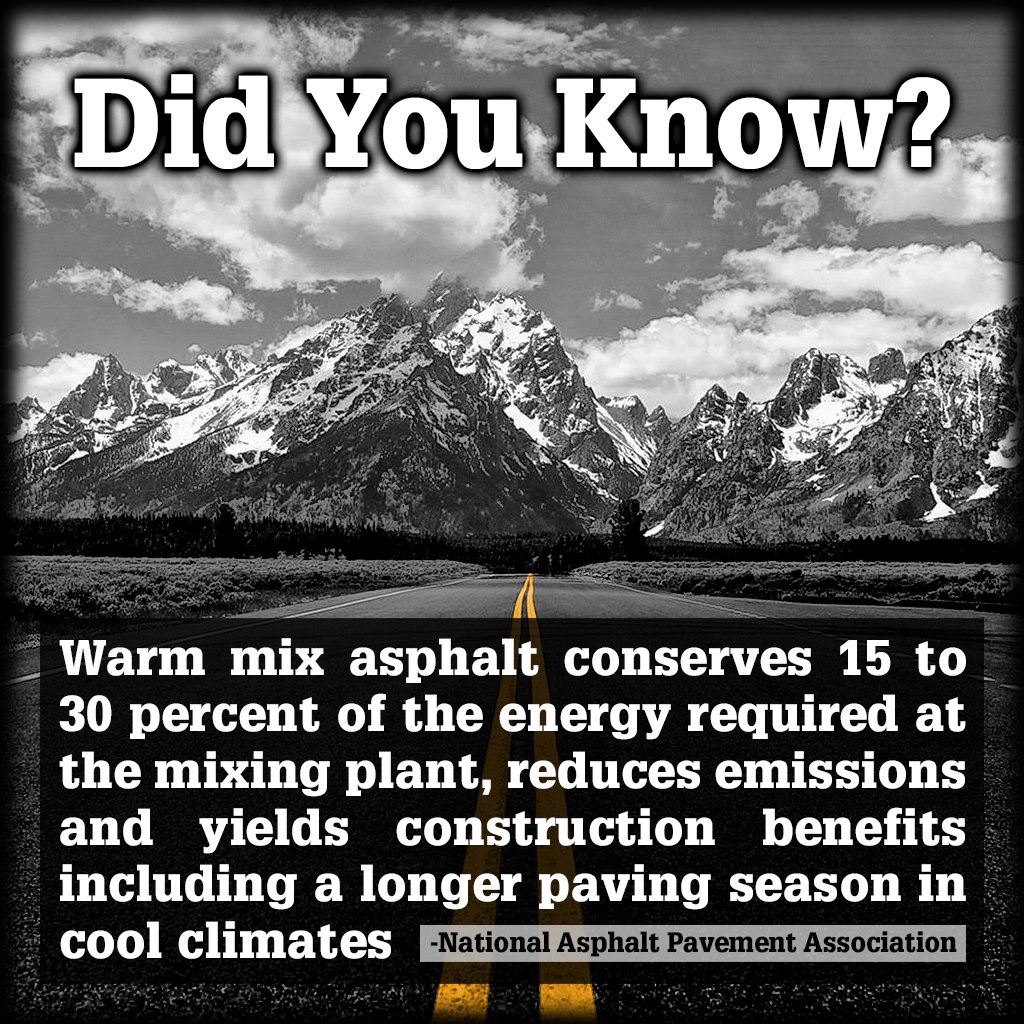 TransTechSystem's tweet photo. Asphalt is cooling down the mix with innovative #WarmMix pavement technologies 👍 #AsphaltFacts #NonNuclear #AsphaltDensity @NAPATweets https://t.co/fg2bChER9B