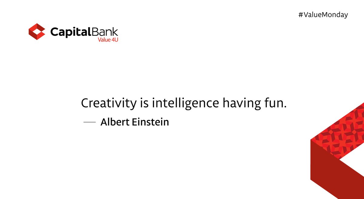 GCBBankPLC's tweet photo. #ValueMonday: “Creativity is intelligence having fun.” ― Albert Einstein https://t.co/L6Vyj1ay1q
