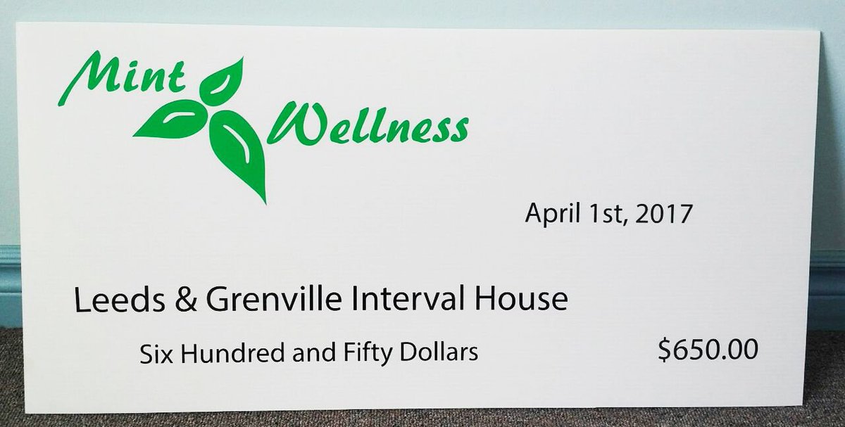colemediaottawa's tweet photo. #ColeSolutions cut this medium sized #cheque for the #MintWellness #fundraiser in support of #LG interval house. #Printing #Graphics https://t.co/tJHUWITUOF