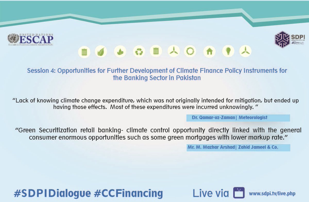 YDNKonline's tweet photo. The discussion at #SDPIDialogue on #CCFinancing has help to shape ESCAP’s support to financial institutions in #Pakistan. https://t.co/g5M8X4VRxk