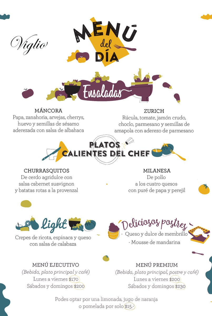 viglioresto's tweet photo. Organizá tu semana con el menú ejecutivo de Viglio Cañitas #Viglio #Cañitas #Almuerzo #Abril #MenúEjecutivo #MenúDelDia https://t.co/6dGXmwnvvD