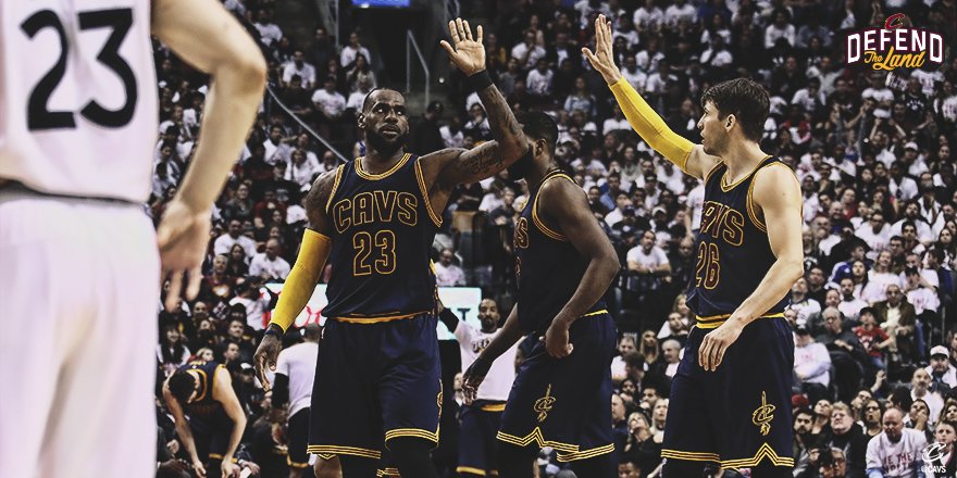 cavs's tweet photo. The first team in @NBAHistory to win our first 8 postseason games in consecutive years ✔️

#CavsRaptors GALLERY: https://t.co/Q0a6v9mBsX https://t.co/kjDQw6IDrf