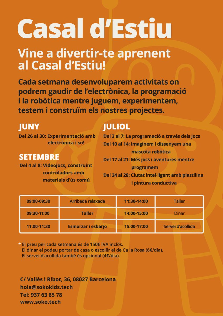 A l'estiu els més petits podran divertir-se amb la tecnologia, la robòtica i molt més! Gaudeix d'un estiu diferent! goo.gl/forms/bQ3Gb8LZ…