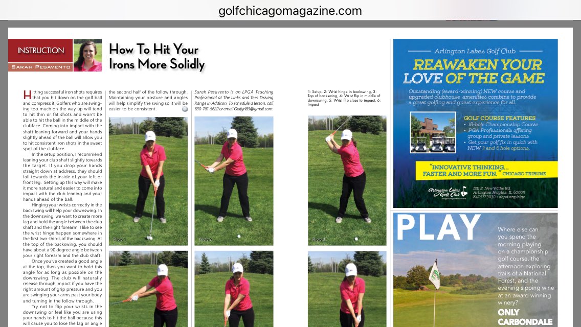 BestGolfLesson's tweet image. Look for my article in the instruction column of this month's issue of Golf Chicago Magazine.