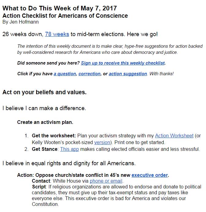 NASWNYC's tweet photo. What to Do This Week of 5/7/17
#ActionChecklist for Americans of #Conscience
By @inspiredjen https://t.co/5ow7VstnBb
#socialworkinthecity https://t.co/7mFLmFOagj
