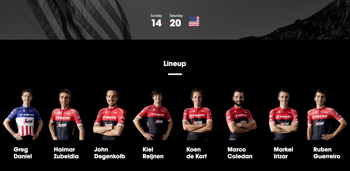We are so looking forward to racing @AmgenTOC again! Here is our 8-man lineup ↓