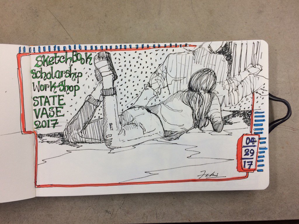 Fahmikhan's tweet photo. Kids sketching @StateVASE #stateVASE2017 for scholarships!@FBISDFineArts https://t.co/7elu44UvEw
