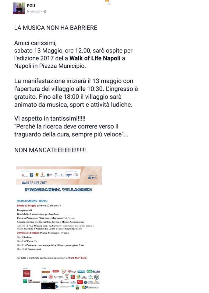 MGPGUAR's tweet photo. #Chi è di #Napoli è #invitato, non #mancate vi #aspettiamo in #molti #canterò #anch'io il #mio #inedito #Cambiare #Vita #RunForLife #sing https://t.co/hJc3EWR30L