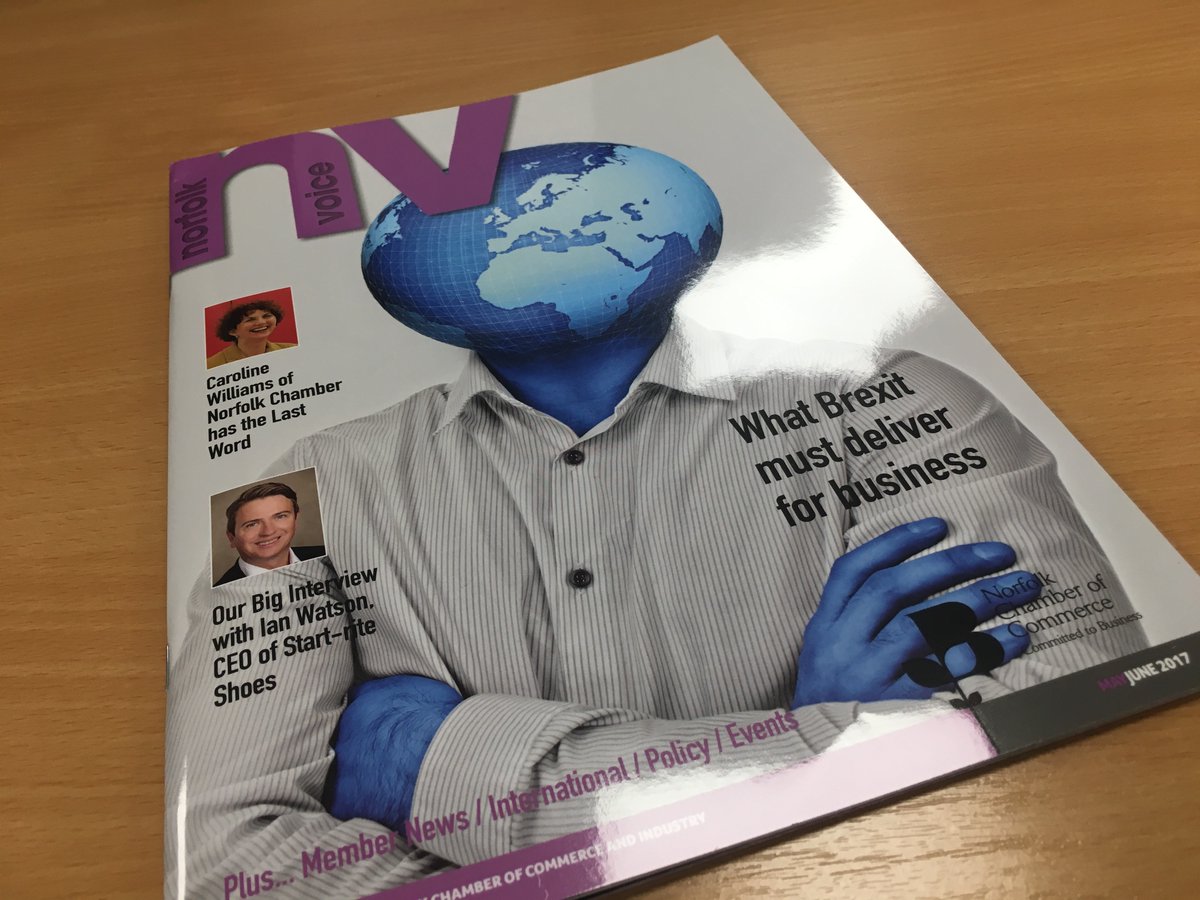 PureExecRecruit's tweet photo. Great reading in the latest #norfolkvoice on #brexit and #cybersecurity as well as articles from Ian Watson @StartriteShoes &amp; @nccCaroline. https://t.co/0SrSvJreLj