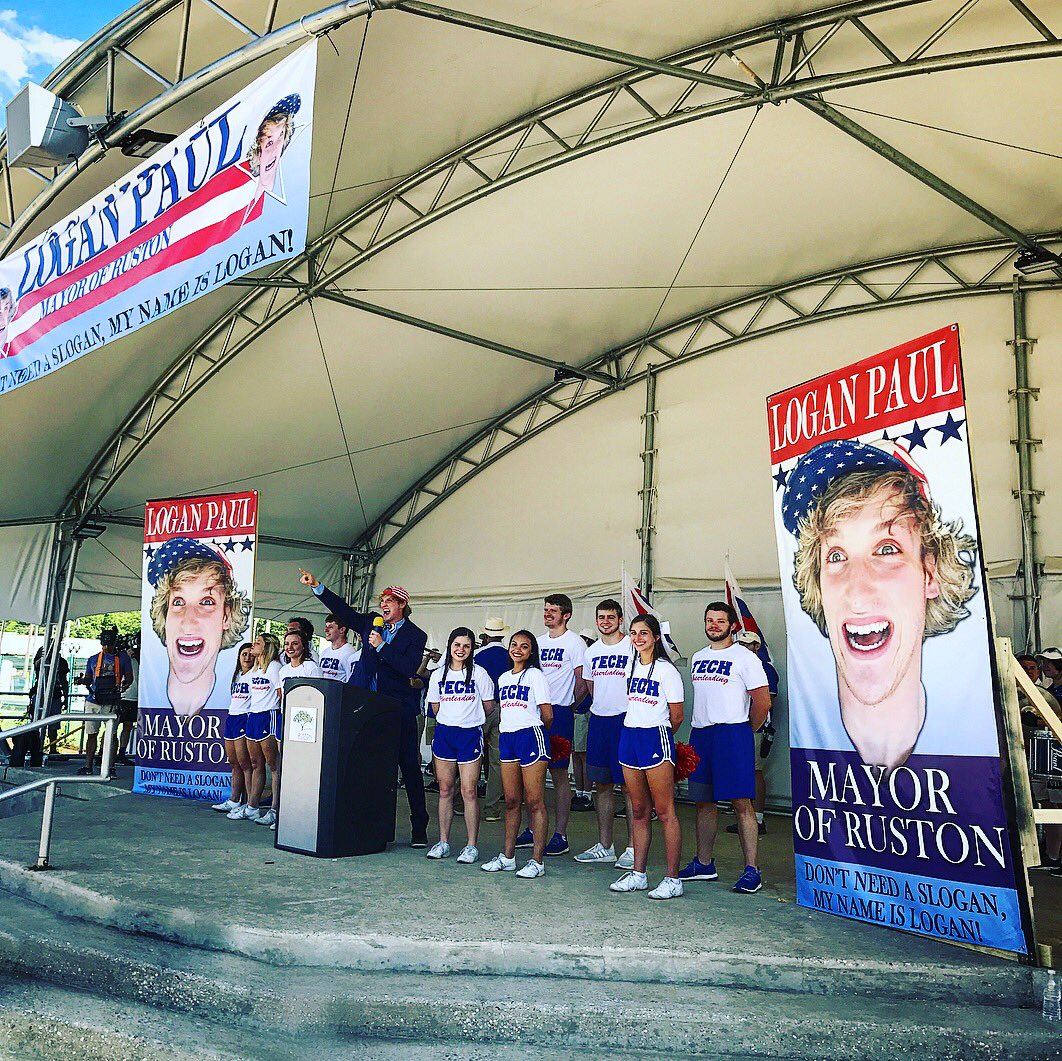 LoganPaul's tweet photo. This weekend I became the legitimate mayor of Ruston, Louisiana for my show #LoganPaulVS 😂
This episode is going to be EPIC! 🔥 https://t.co/SMvJdhLnvK