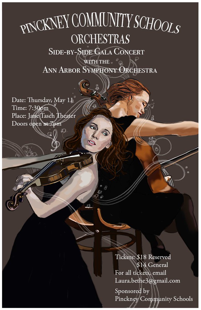 pinckneyschools's tweet photo. Poster by HS Concertmaster Kylie Taft... https://t.co/MY1JOkb9bZ