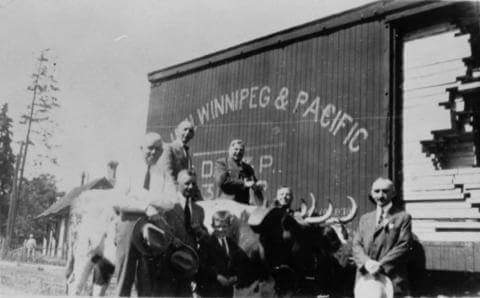 At the lumber yard of Robert Stewarts on Cardigan St. Guelph. 1918   In the background part of the Great Western Railway station