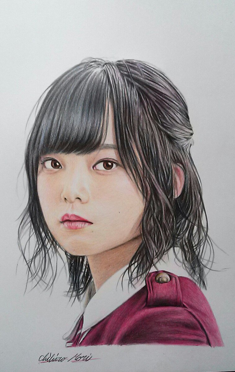 やっと仕上がったぁ～(^^)/ 欅坂46の、平手友梨奈さん。 色鉛筆画です