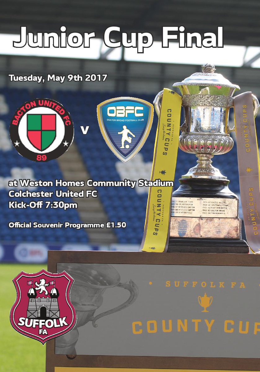 SuffolkFA's tweet image. It's Cup Final Day | Admission to the Junior Cup is adults £5, concessions £3. Programmes produced by @gipping £1