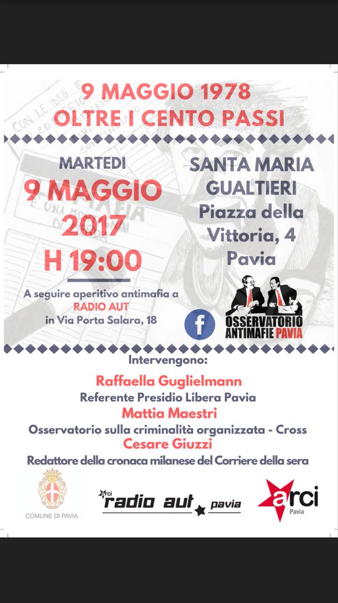 crossunimi's tweet photo. Domani sera, alle 19:00 a Pavia, ricorderemo Peppino Impastato. Interverrà anche Mattia Maestri, un nostro collaboratore. https://t.co/XgYxfDZXGd