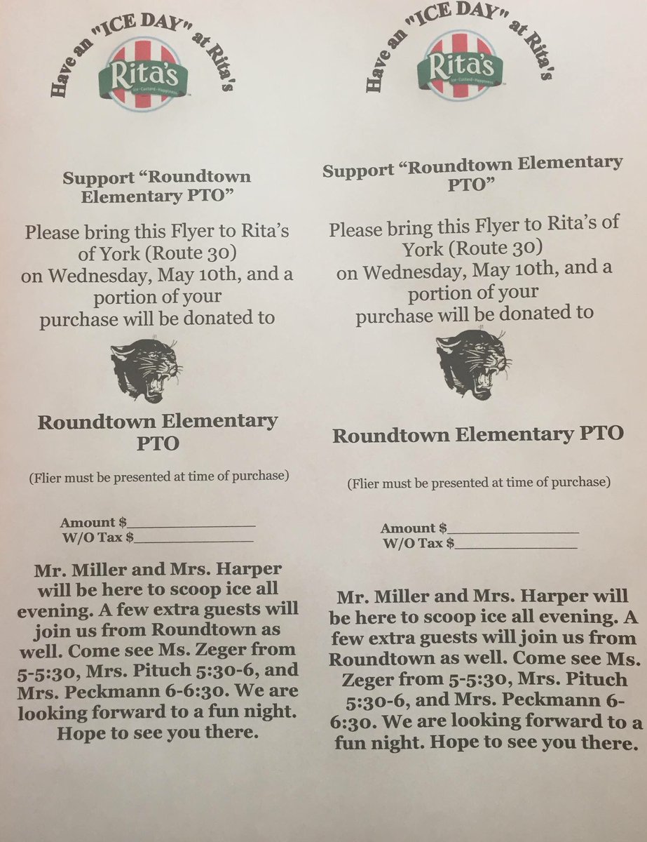 Our Rita's night is Wednesday.  Tons of special guest. Flyers will be sent home soon! You don't want to miss this!