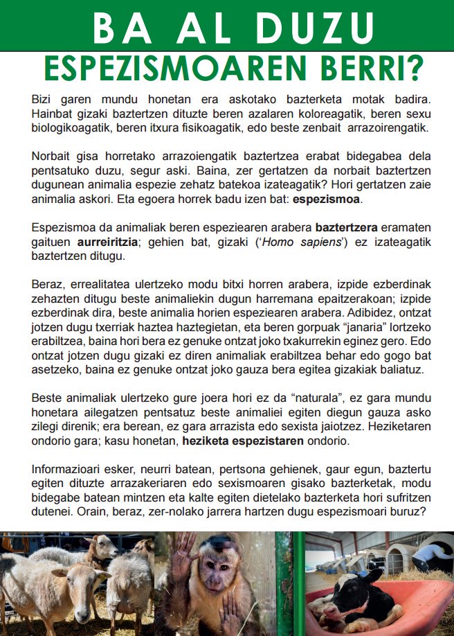 Bezala_AK's tweet photo. Ba al duzu espezismoaren berri? https://t.co/7nLISuC9iE