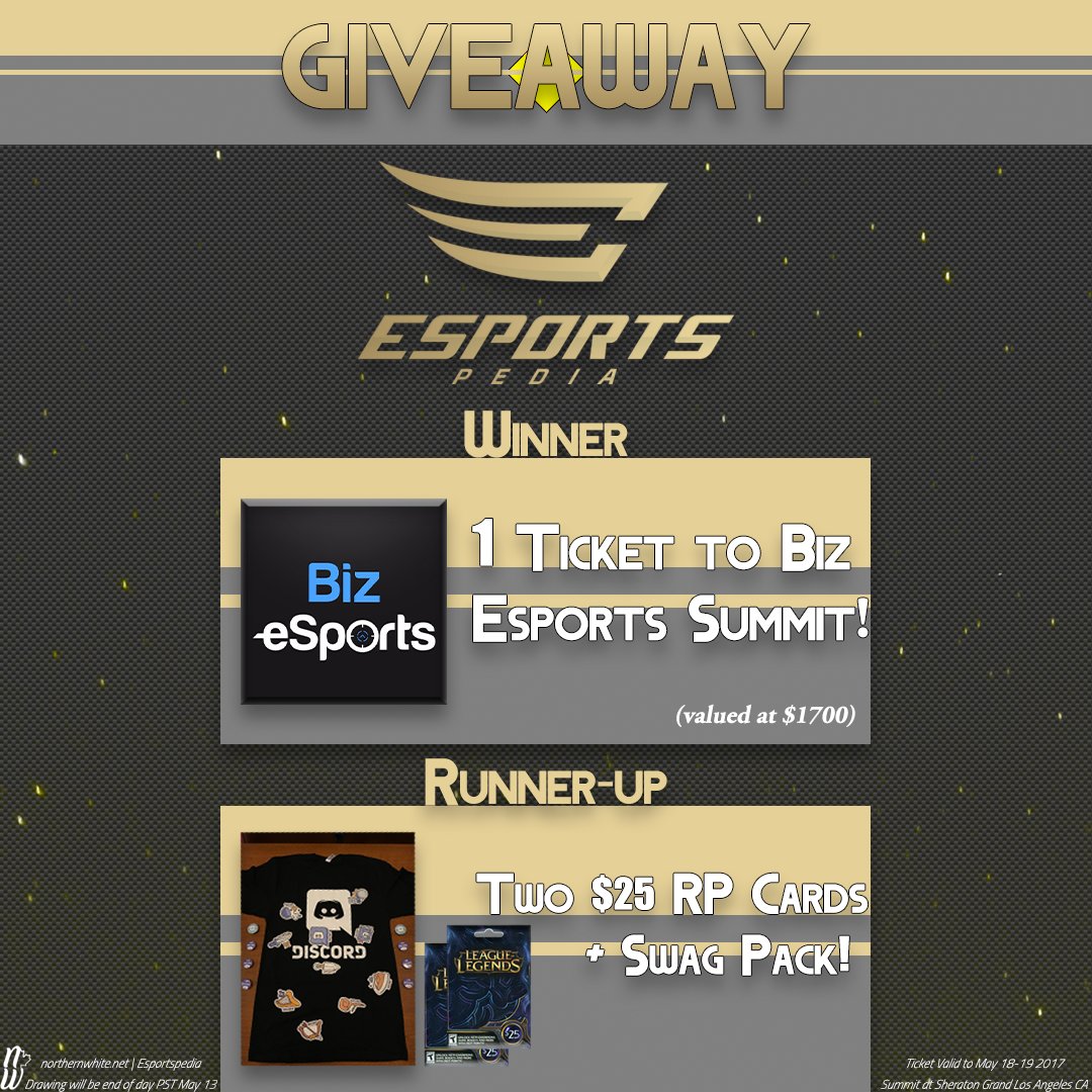 Esportspedia's tweet photo. Slide into this #giveaway!

Chance to win a ticket to the @Biz_Esports Summit, $50 in RP &amp; @discordapp swag!

https://t.co/dVg9x6cpFU https://t.co/nl7EfW6Qd9
