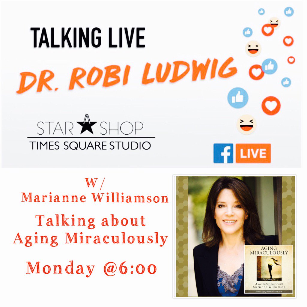 drrobiludwig's tweet image. Join Talking Live today @6 @StarShopApp w/ special guest @marwilliamson #agingmiraculously facebook.com/DrRobiLudwig/