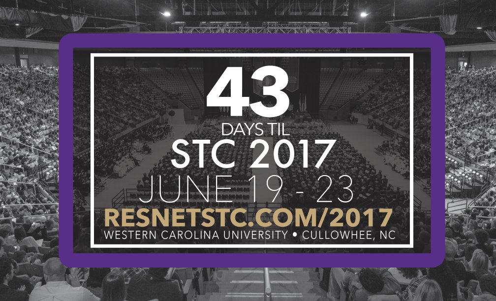 ResNetSTC's tweet image. 43 Days until STC 2017! We can&apos;t wait for you to join us in Culllowhee, NC!