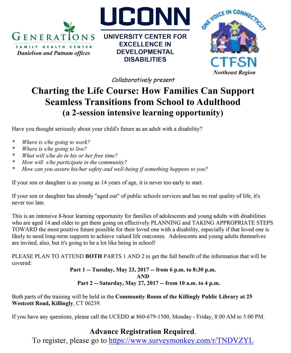 GenHealthCT's tweet image. Workshop: Opportunity for families with disabled children (14+). Learn how Families Can Support Seamless Transitions from School to Adult.