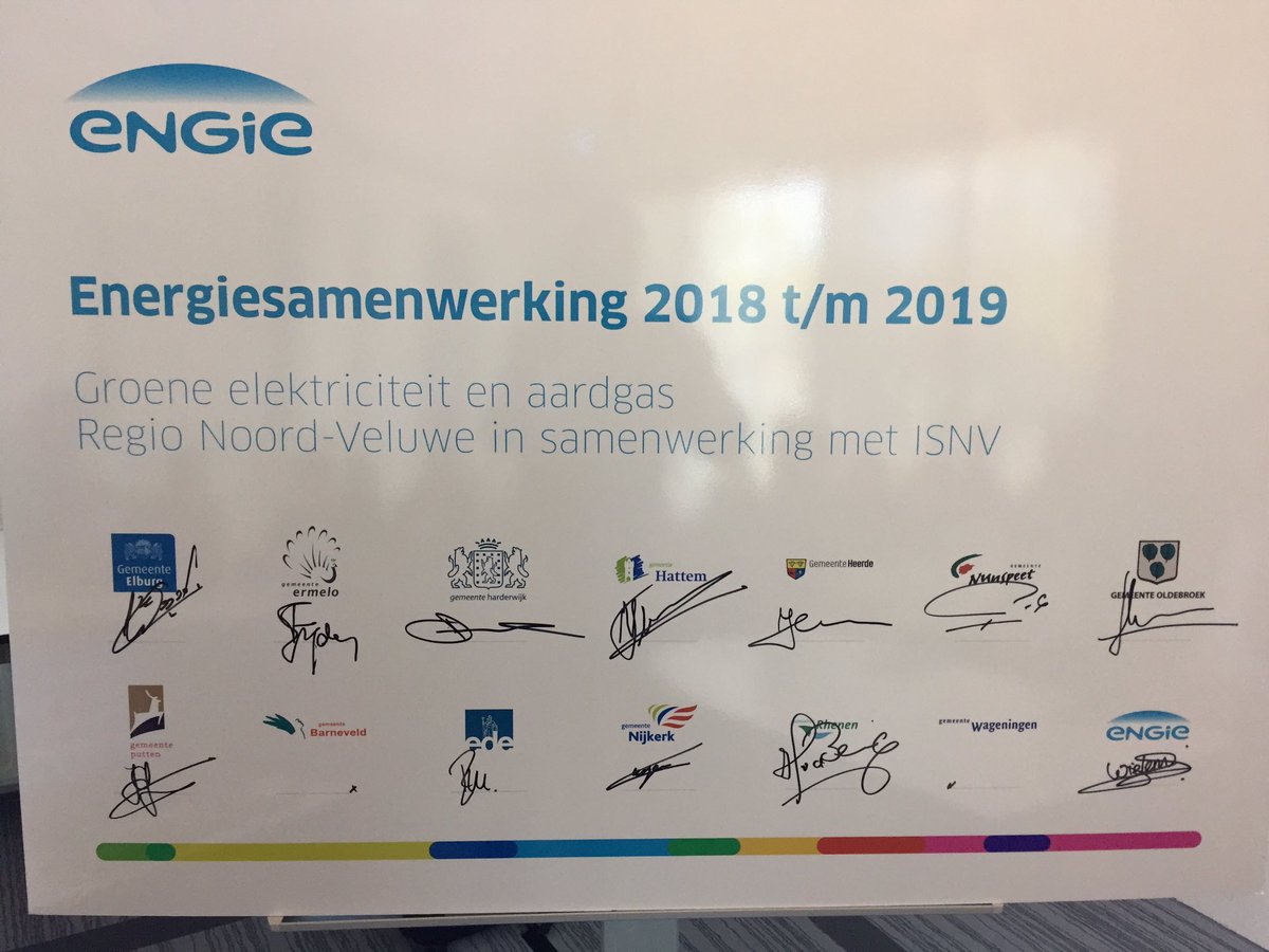 Contract getekend: vanaf 2018 hebben al onze gemeentelijke gebouwen 100% Nederlandse groene energie. Inkoop met Noord Veluwe en Food Valley.