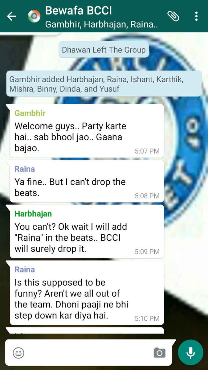 Chan_dhwaj's tweet photo. whatsapp leak Fake conversation 😂😂😂😂😂
#ChampionsTrophy2017 #FakeWhatsapp #WhatsappTalk #FunnyMSG #BCCI #IndiaTeam https://t.co/gQ31L7TWOB