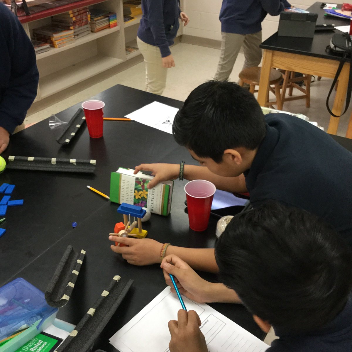 jkoll00's tweet photo. Rube Goldberg machines in 6th grade science! #scienceisawesome #STEM @Mrs_Coalson @HeritageD100 https://t.co/kmcIk9nCl4