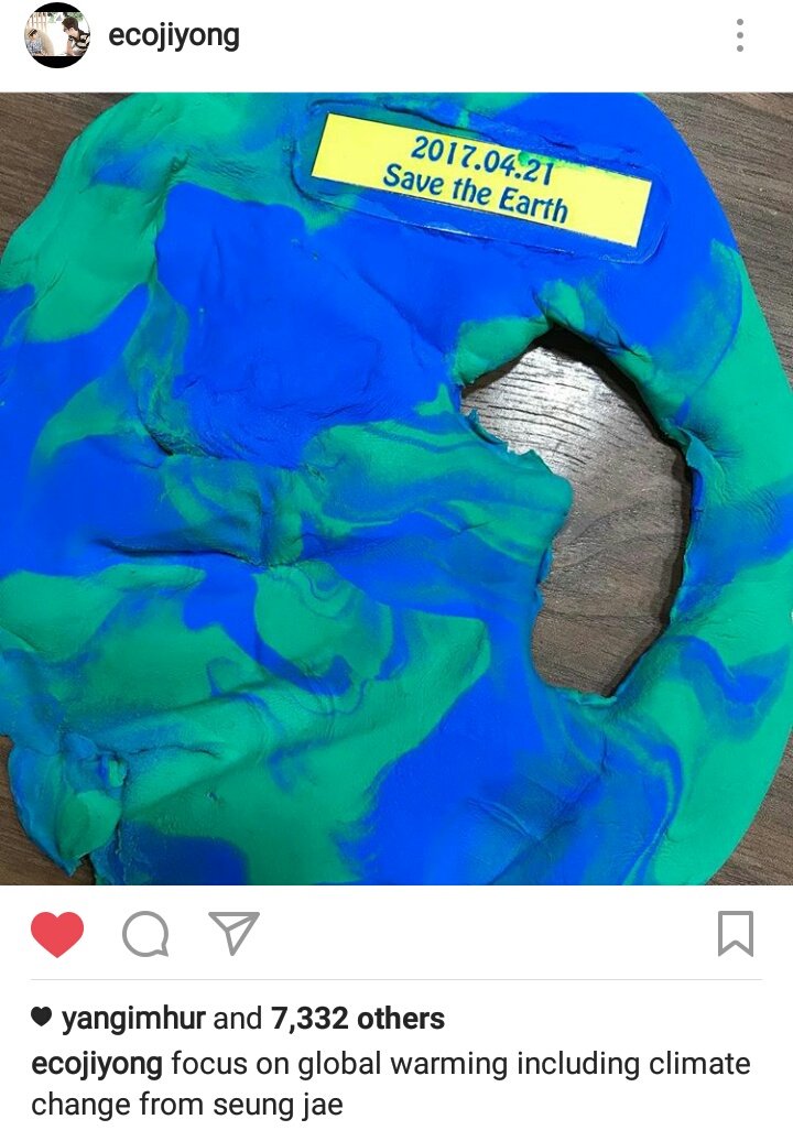 KoSeungJaeTH's tweet photo. 20170508 ecojiyong's ig update - focus on global warming including climate change from seung jae 
[ต่อในรูป] https://t.co/c1SEncUL33