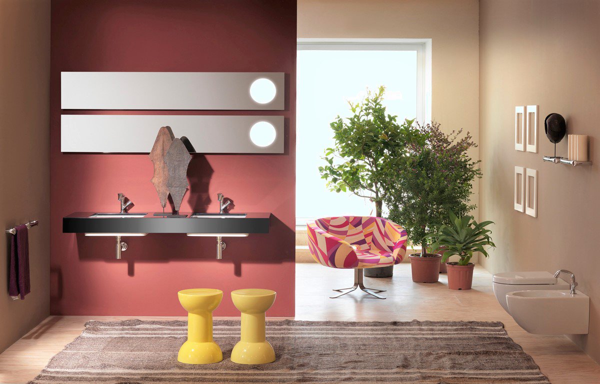 FlaminiaUK's tweet photo. 70s #vibes in the #bathroom. #Flaminia #interiordesign #bathroomdesign #homedecor #inspiration #bathroomidea #home #decor #colour #mondays https://t.co/19IzGVm6Eq