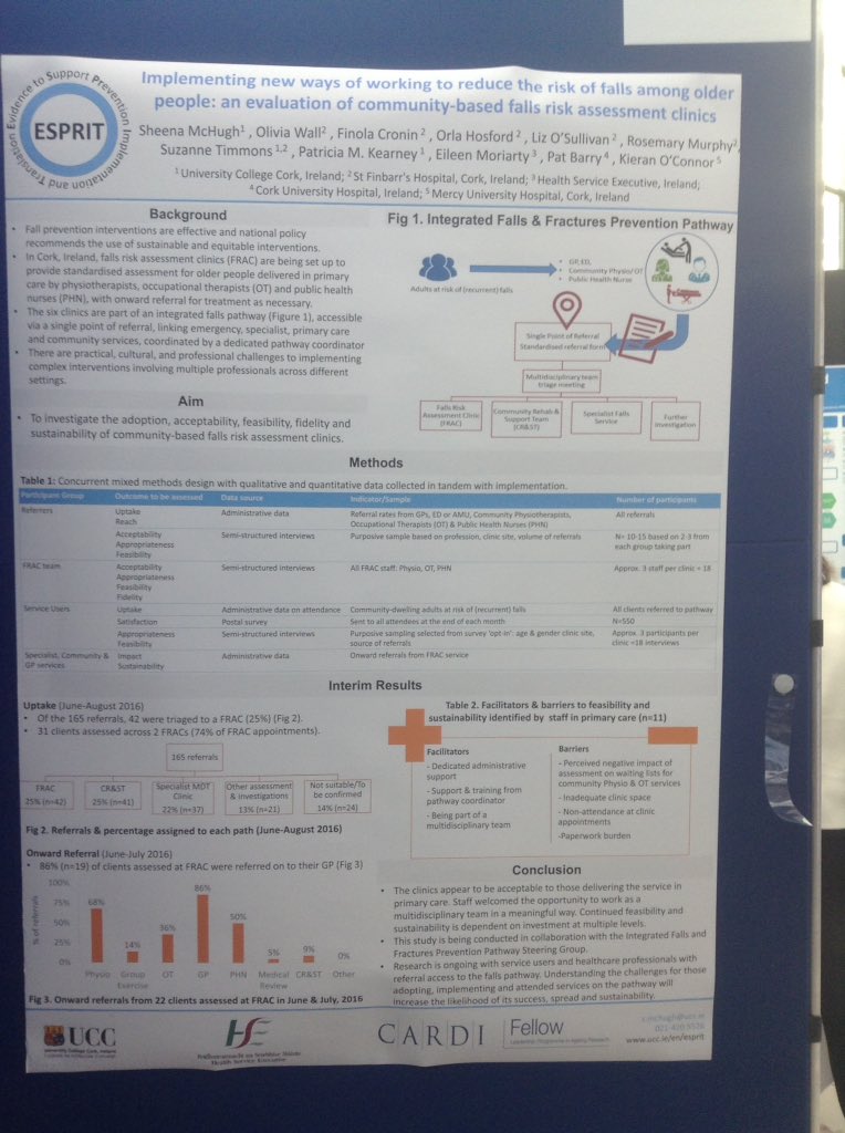 AgeWellCork's tweet image. Great first day #ICIC17 @IFICInfo  Posters on display by @CorkFallService  Presentations on Cork Falls Service at sessions 4F &amp;amp; 5K tomorrow