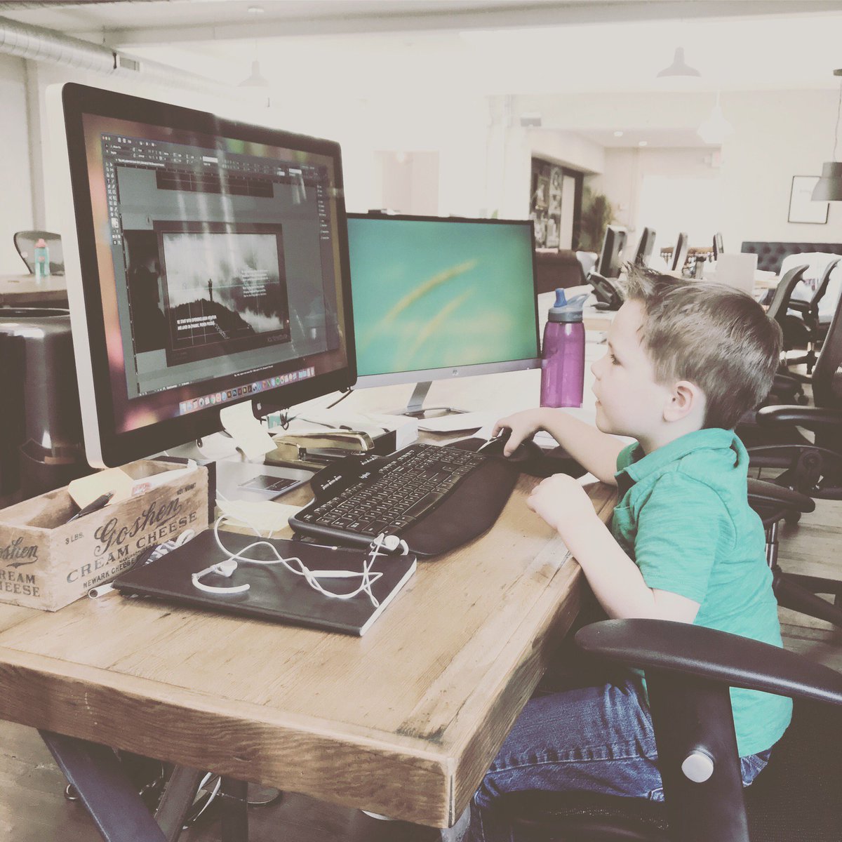 brandjuice's tweet photo. Sorry, folks. The Senior Designer position has been filled by Heather's nephew, Beckham McMahon. #insidebjc #Minneapolis #agencylife #design https://t.co/9H0aYI3LQX