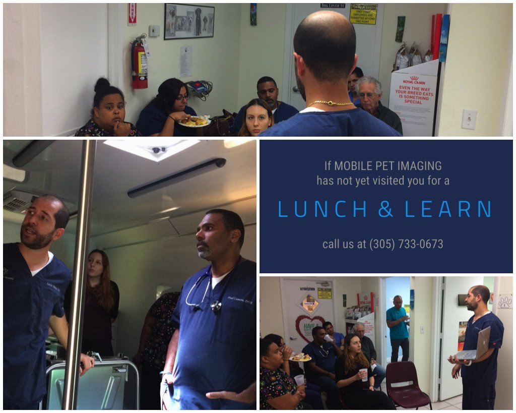 MPIvetimaging's tweet photo. Dr. Meaux giving a Mobile Pet Imaging Lunch &amp; Learn presentation to Dr. Cameau &amp; the staff at Miami Shores Animal Clinic. #itstimetoseemore https://t.co/eCTmtE0KiR