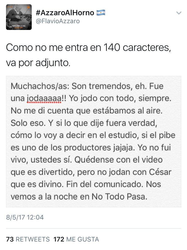 PaladarNegroOK's tweet photo. Las respuestas al comunicado (?) de Azzaro, no doy más. Gracias por tanto, Twitter! https://t.co/0jvfVJobcp