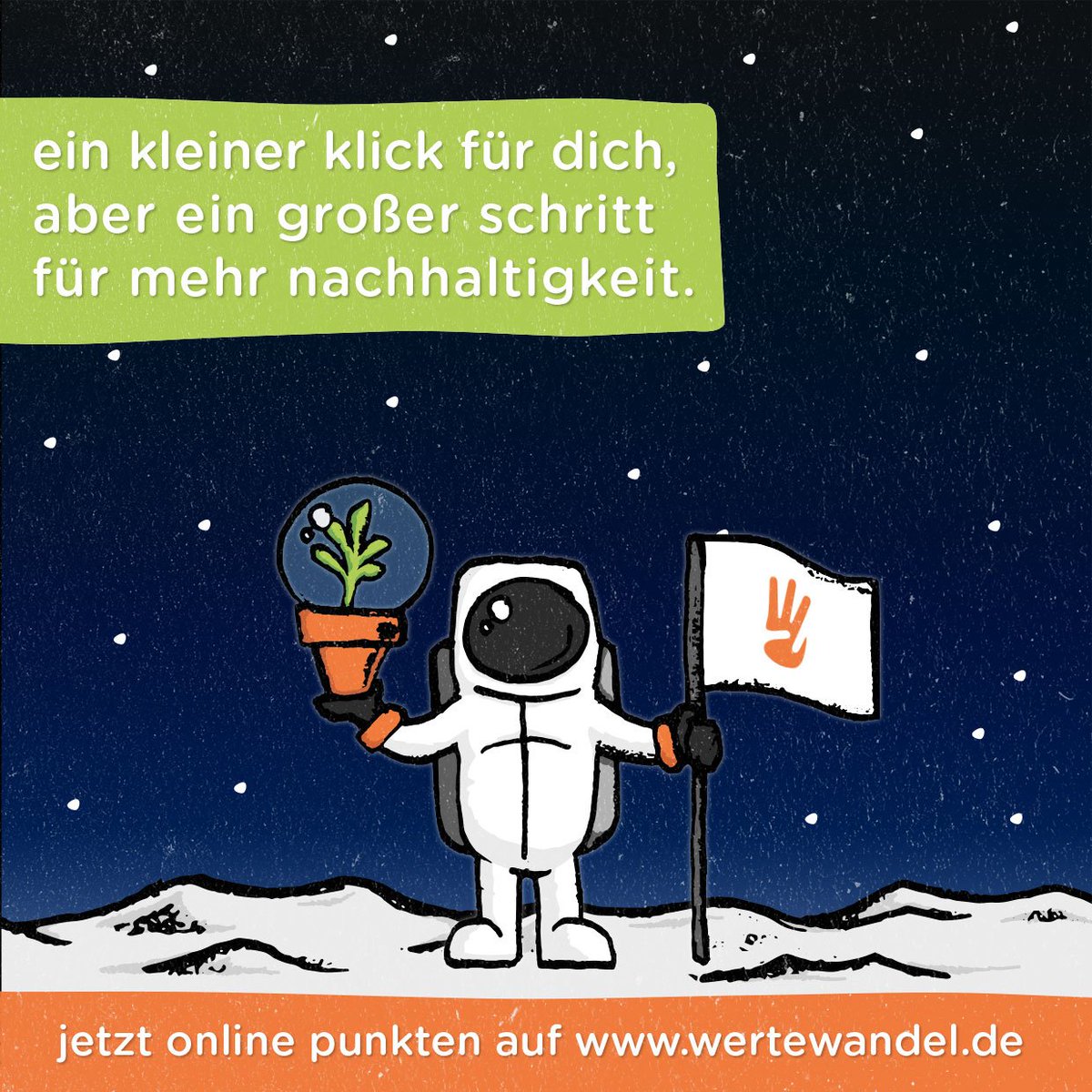 Ein kleiner Klick für dich, aber ein großer Schritt für mehr Nachhaltigkeit! ✨🍃 Registriere dich online auf wertewandel.de/registrieren/