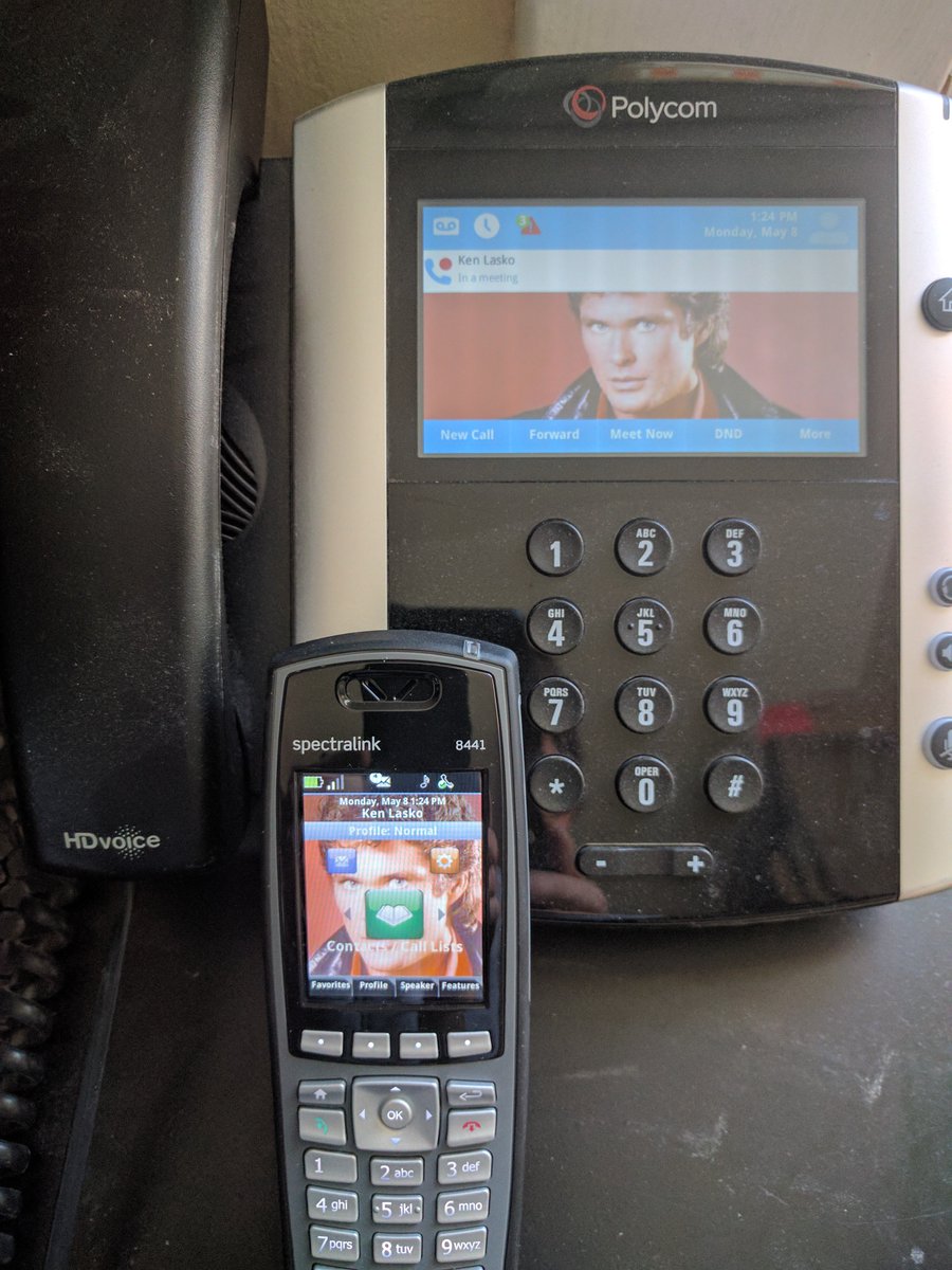 EventZero's tweet photo. The Hoff is watching you from every @Polycom and @SpectralinkCorp device, courtesy of Unified Device Manager Pro from @EventZero https://t.co/XQvedvDpgW