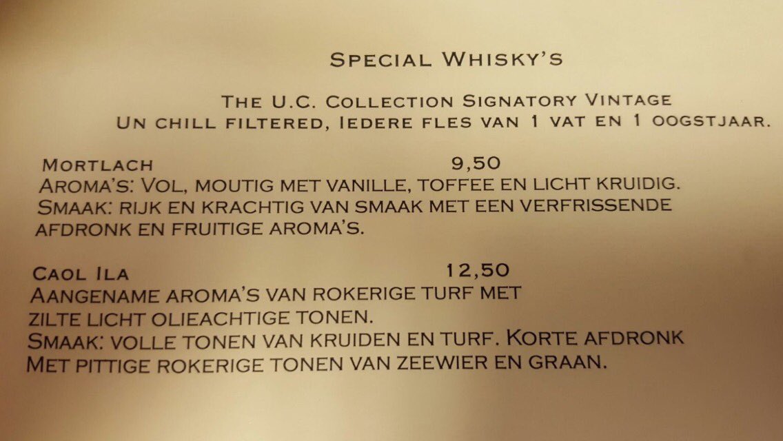 cafehetcollege's tweet photo. Naast een nieuwe kaart, nu absoluut de beste whisky's van Utrecht, verkrijgbaar bij 't College. Voor de #fijnproever #margaretwines https://t.co/FDWeBZeb7O