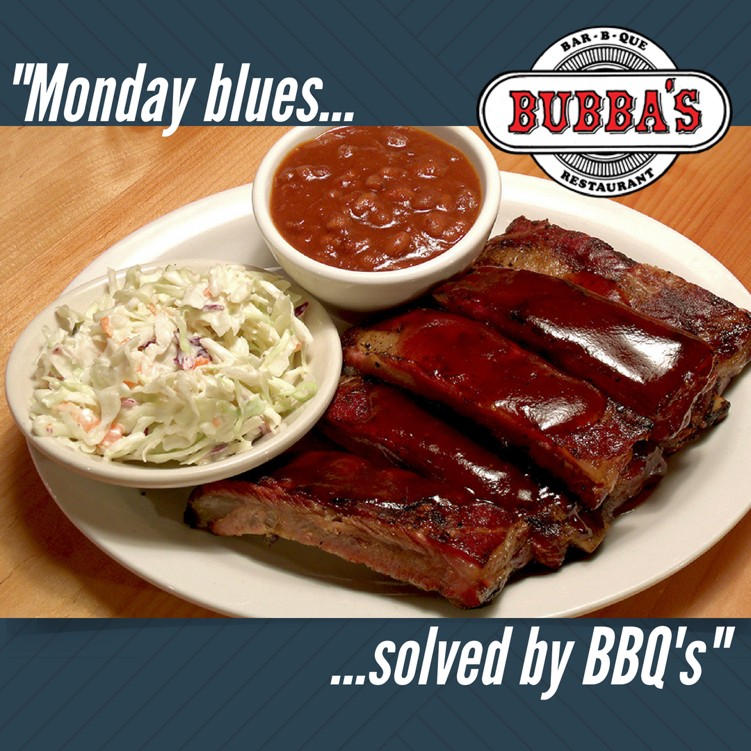 Bubbas_BBQ_WY's tweet photo. Got the Monday blues? We'll help you out! #Monday #BubbasBBQ #JacksonHole #BBQMakesEverythingBetter https://t.co/LSOetPz1Ib