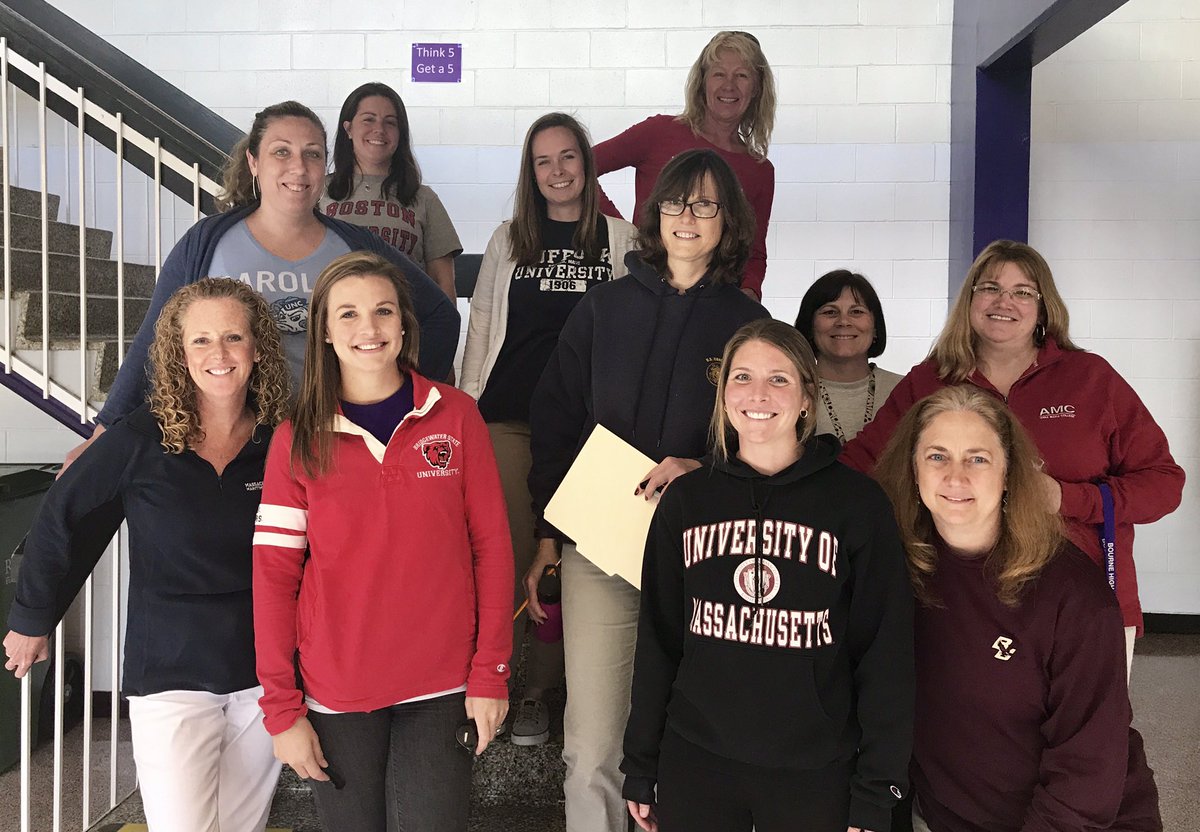 PrincipalCetner's tweet photo. It's Teacher Appreciation Spirit Week at BHS - Happy Alma Mater Monday! #bourne2teach @bhscanalmen @bps_slam https://t.co/ogLupdoaSJ