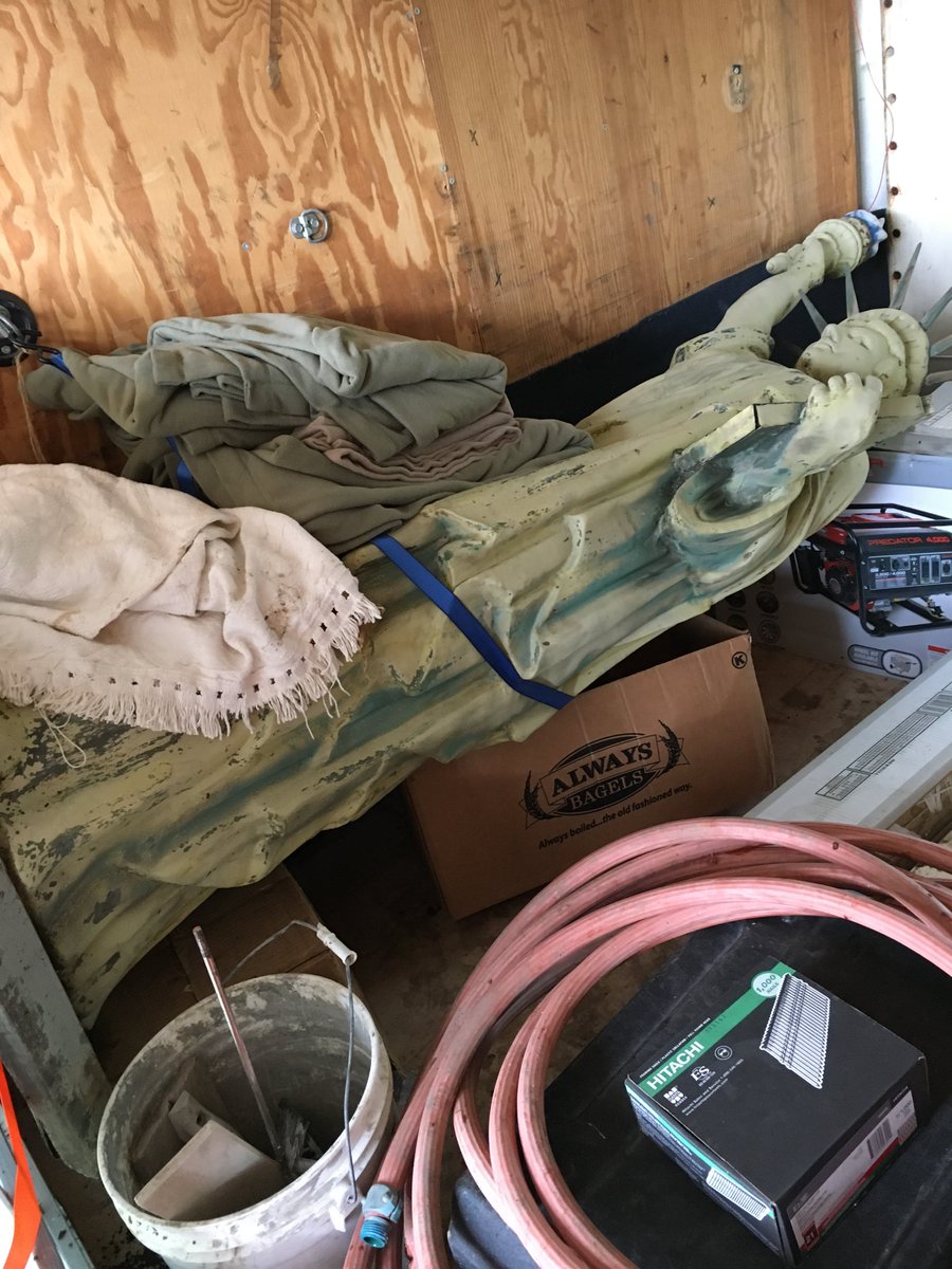 Where in the world is Miss Liberty? She's on her way for some major restoration! She'll be back in time for the Boilermaker in July.