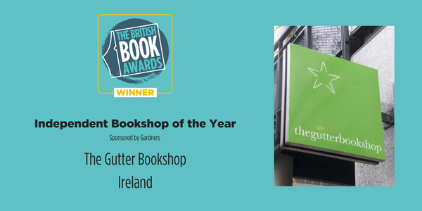 thebookseller's tweet photo. Our first award is Independent Bookshop of the Year, sponsored by @Gardners. And the winner is… @gutterbookshop. Congratulations! #Nibbies https://t.co/dfZtX2ZBAJ