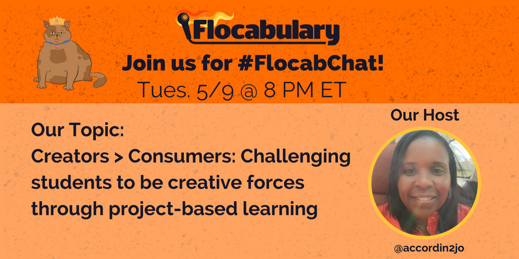 accordin2jo's tweet image. Join us in 1 hour for #FlocabChat to discuss student creativity through #PBL!
