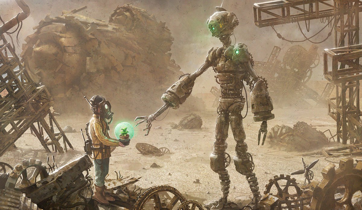 The Lasting Hope Artist: Satoshi Takahara Visit: https://t.co/GCC4hz6Ntq # scifi #robot #dystopia #ruins #child #hope #life #tree #gsotd2017