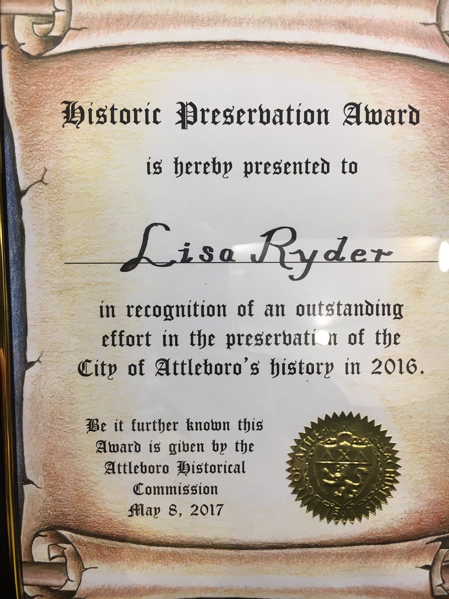 Congratulations to @ahs_librarian for being awarded an Attleboro Historic Preservation award!