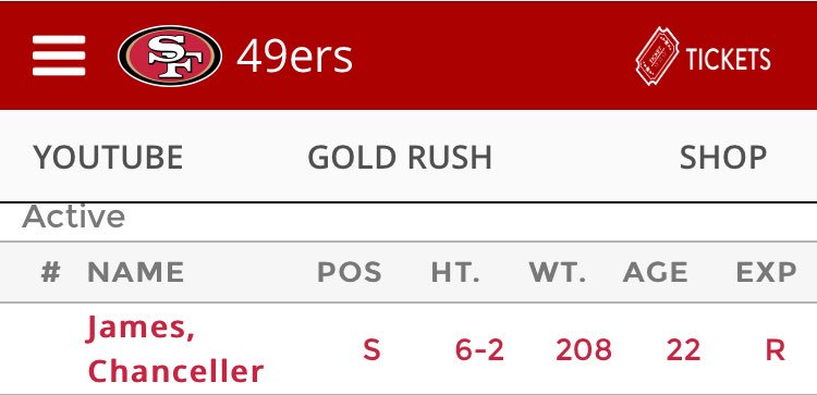 Jay_Tust's tweet image. The #49ers having updated their roster. Chance is now officially on the 90-man. #37ToGo