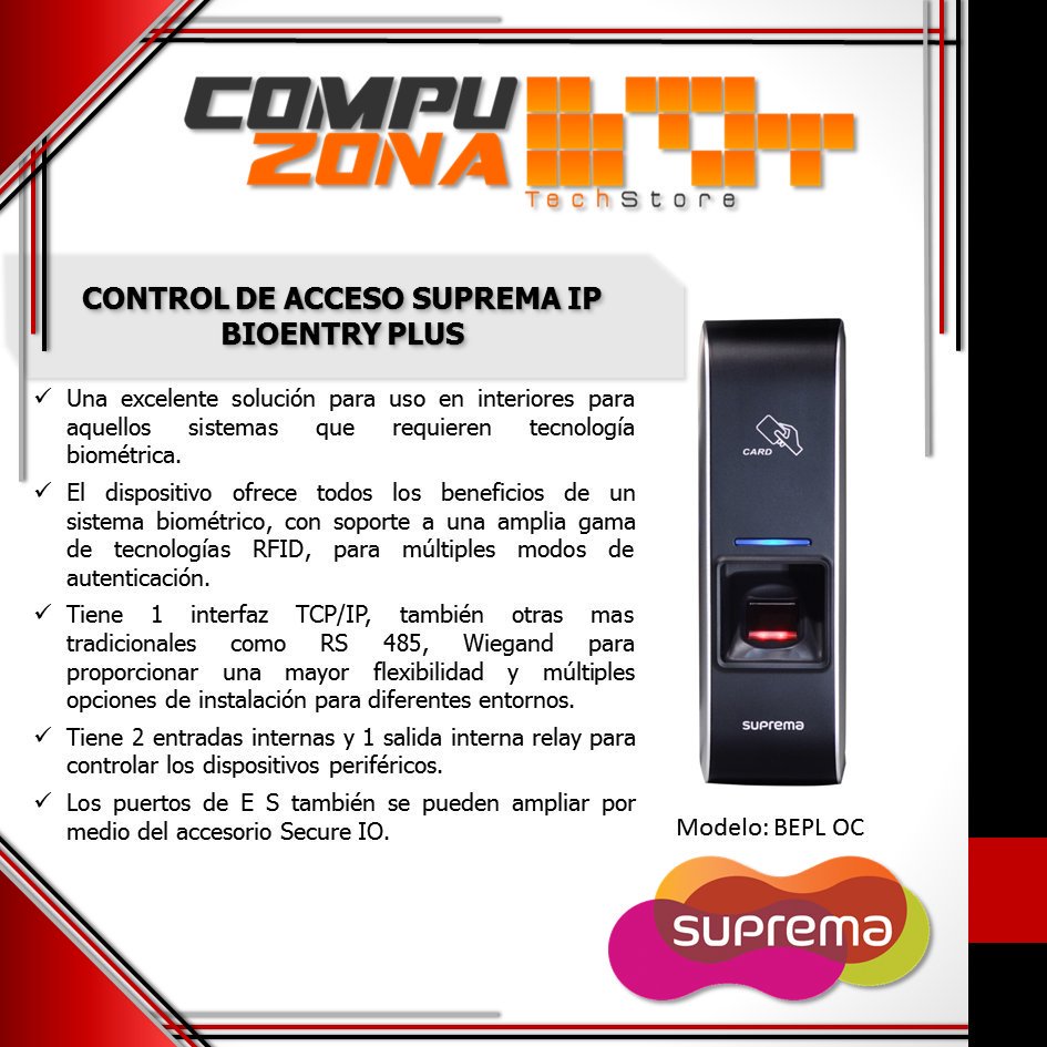 Compuzonatech's tweet photo. Controle la asistencia de su personal con los Sistemas de Acceso Biométrico #Suprema con Tecnología dactilar rápida y precisa
#Compuzona https://t.co/JVQj3gvQjX