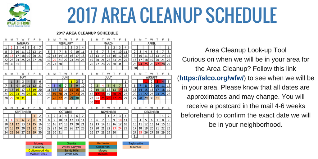 TvilleUT's tweet photo. Wasatch Front Waste & Recycling District 2017 Area Cleanup Schedule for Taylorsville Residents! #TvilleUT #WFWRD #AreaCleanup https://t.co/UGnZNpmrUi